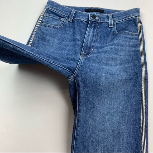 J Brand Jules Rhinestone Tuxedo Stripe Straight Leg Jeans in Urbanite Sz 26 - Picture 6 of 16